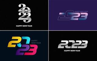 Set of logo design 2023 Happy New Year. 2023 number design template. Christmas decor 2023 Happy New Year symbols. Modern Xmas design for banner. social network. cover and calendar vector