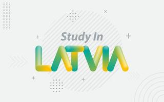 Study in Latvia. Creative Typography with 3d Blend effect vector