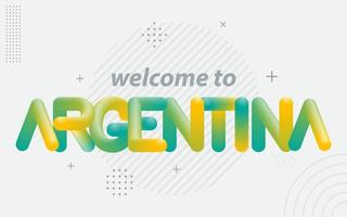 Bienvenido a Argentina. tipografía creativa con efecto de mezcla 3d vector