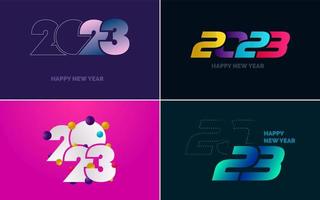 conjunto de diseño de logotipo 2023 feliz año nuevo. Plantilla de diseño de número 2023. decoración navideña 2023 símbolos de feliz año nuevo. diseño moderno de navidad para banner. red social. portada y calendario vector