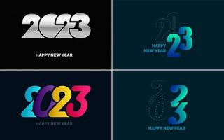 gran conjunto de diseño de texto del logo de feliz año nuevo 2023. Plantilla de diseño de número 2023. colección de símbolos de feliz año nuevo 2023 vector