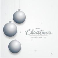 Elegant shiny white Christmas background with Silver baubles and place for text vector