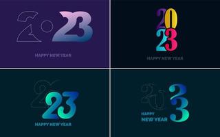 gran conjunto de diseño de texto del logo de feliz año nuevo 2023. Plantilla de diseño de número 2023. colección de símbolos de feliz año nuevo 2023 vector