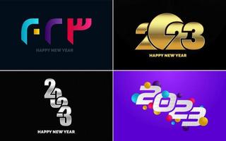 Set of logo design 2023 Happy New Year. 2023 number design template. Christmas decor 2023 Happy New Year symbols. Modern Xmas design for banner. social network. cover and calendar vector