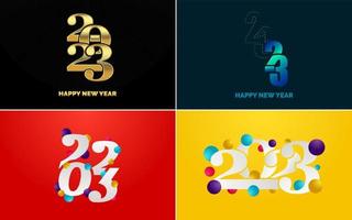 Set of logo design 2023 Happy New Year. 2023 number design template. Christmas decor 2023 Happy New Year symbols. Modern Xmas design for banner. social network. cover and calendar vector