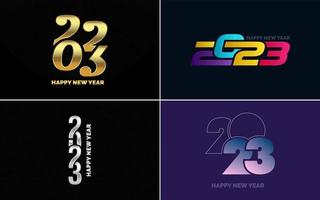 gran conjunto de diseño de texto del logo de feliz año nuevo 2023. Plantilla de diseño de número 2023. colección de símbolos de feliz año nuevo 2023 vector