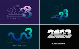 gran conjunto de diseño de texto del logo de feliz año nuevo 2023. Plantilla de diseño de número 2023. colección de símbolos de feliz año nuevo 2023 vector