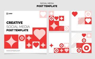 Social Media Post Template Pack. 5 Different Post Design Geometric Background vector