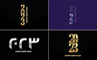 conjunto de diseño de logotipo 2023 feliz año nuevo. Plantilla de diseño de número 2023. decoración navideña 2023 símbolos de feliz año nuevo. diseño moderno de navidad para banner. red social. portada y calendario vector