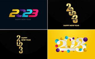 conjunto de diseño de logotipo 2023 feliz año nuevo. Plantilla de diseño de número 2023. decoración navideña 2023 símbolos de feliz año nuevo. diseño moderno de navidad para banner. red social. portada y calendario vector