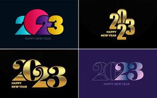 Set of logo design 2023 Happy New Year. 2023 number design template. Christmas decor 2023 Happy New Year symbols. Modern Xmas design for banner. social network. cover and calendar vector