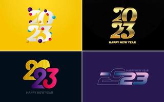 Happy New Year 2023 text design Pack. for Brochure design template. card. banner vector