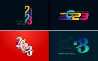 Happy New Year 2023 text design Pack. for Brochure design template. card. banner vector