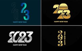 gran conjunto 2023 feliz año nuevo diseño de texto de logotipo negro. Plantilla de diseño de 20 23 números. colección de símbolos de 2023 feliz año nuevo vector