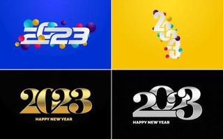 gran conjunto de diseño de texto del logo de feliz año nuevo 2023. Plantilla de diseño de número 2023. colección de símbolos de feliz año nuevo 2023 vector