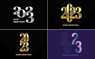 Big Set of 2023 Happy New Year logo text design. 2023 number design template. Collection of 2023 Happy New Year symbols vector