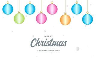 Flat merry christmas Glossy  decorative Ball elements hanging background vector