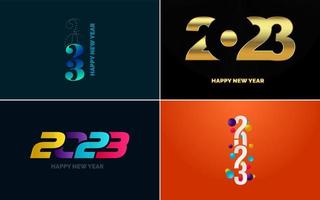 gran conjunto de diseño de texto del logo de feliz año nuevo 2023. Plantilla de diseño de número 2023. colección de símbolos de feliz año nuevo 2023 vector