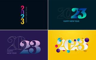 Happy New Year 2023 text design Pack. for Brochure design template. card. banner vector