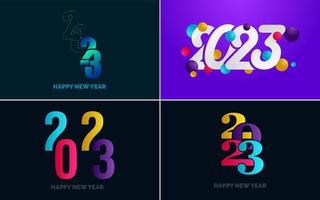 conjunto de diseño de logotipo 2023 feliz año nuevo. Plantilla de diseño de número 2023. decoración navideña 2023 símbolos de feliz año nuevo. diseño moderno de navidad para banner. red social. portada y calendario vector