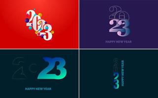 gran conjunto de diseño de texto del logo de feliz año nuevo 2023. Plantilla de diseño de número 2023. colección de símbolos de feliz año nuevo 2023 vector