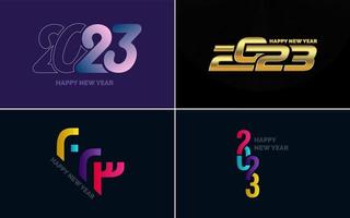 conjunto de diseño de logotipo 2023 feliz año nuevo. Plantilla de diseño de número 2023. decoración navideña 2023 símbolos de feliz año nuevo. diseño moderno de navidad para banner. red social. portada y calendario vector