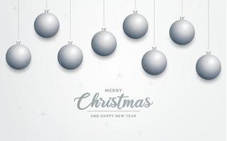 elegante fondo de navidad blanco brillante con adornos plateados y lugar para el texto vector