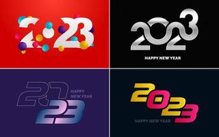 Happy New Year 2023 text design Pack. for Brochure design template. card. banner vector