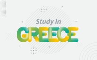 estudiar en grecia. tipografía creativa con efecto de mezcla 3d vector