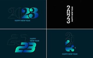 gran conjunto 2023 feliz año nuevo diseño de texto de logotipo negro. Plantilla de diseño de 20 23 números. colección de símbolos de 2023 feliz año nuevo vector