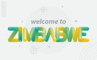 Bienvenido a Zimbabue. tipografía creativa con efecto de mezcla 3d vector