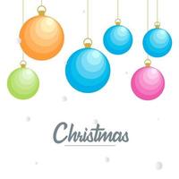 Flat merry christmas Glossy  decorative Ball elements hanging background vector