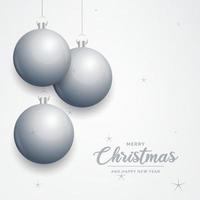 Elegant shiny white Christmas background with Silver baubles and place for text vector