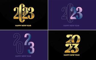 gran conjunto de diseño de texto del logo de feliz año nuevo 2023. Plantilla de diseño de número 2023. colección de símbolos de feliz año nuevo 2023 vector