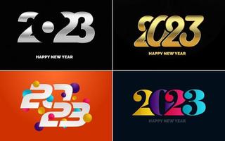 Happy New Year 2023 text design Pack. for Brochure design template. card. banner vector