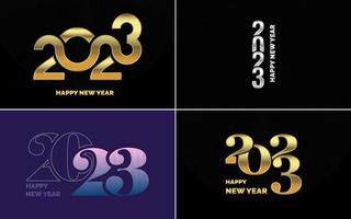 conjunto de diseño de logotipo 2023 feliz año nuevo. Plantilla de diseño de número 2023. decoración navideña 2023 símbolos de feliz año nuevo. diseño moderno de navidad para banner. red social. portada y calendario vector