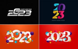 gran conjunto 2023 feliz año nuevo diseño de texto de logotipo negro. Plantilla de diseño de 20 23 números. colección de símbolos de 2023 feliz año nuevo vector