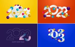 gran conjunto de diseño de texto del logo de feliz año nuevo 2023. Plantilla de diseño de número 2023. colección de símbolos de feliz año nuevo 2023 vector