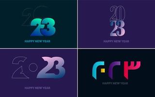 Happy New Year 2023 text design Pack. for Brochure design template. card. banner vector