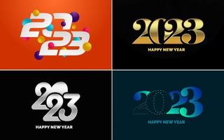 Happy New Year 2023 text design Pack. for Brochure design template. card. banner vector