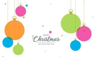 Flat merry christmas decorative Ball elements hanging background vector