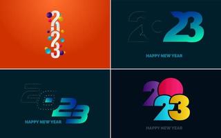 Happy New Year 2023 text design Pack. for Brochure design template. card. banner vector