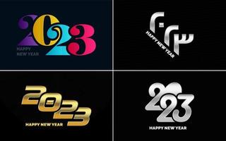 gran conjunto 2023 feliz año nuevo diseño de texto de logotipo negro. Plantilla de diseño de 20 23 números. colección de símbolos de 2023 feliz año nuevo vector