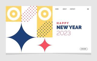 Plantilla de diseño de banner de sitio web de feliz año nuevo 2023 vector