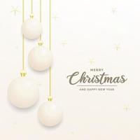 Festive Christmas decoration White and gold christmas balls for website. social networks. blog or your video channel vector