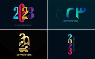 conjunto de diseño de logotipo 2023 feliz año nuevo. Plantilla de diseño de número 2023. decoración navideña 2023 símbolos de feliz año nuevo. diseño moderno de navidad para banner. red social. portada y calendario vector