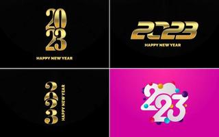 conjunto de diseño de logotipo 2023 feliz año nuevo. Plantilla de diseño de número 2023. decoración navideña 2023 símbolos de feliz año nuevo. diseño moderno de navidad para banner. red social. portada y calendario vector