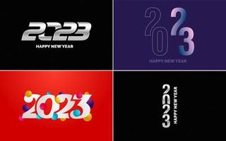 Happy New Year 2023 text design Pack. for Brochure design template. card. banner vector