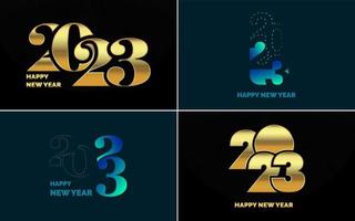 Happy New Year 2023 text design Pack. for Brochure design template. card. banner vector