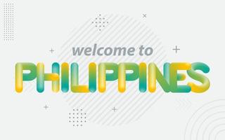 bienvenido a filipinas. tipografía creativa con efecto de mezcla 3d vector